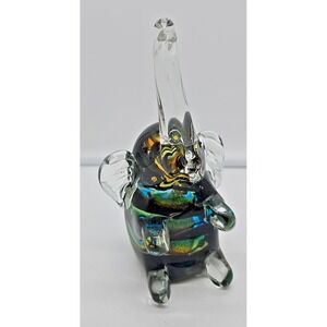 MURANO style Venice Glass shimmering Elephant Sculpture‎ blown 6" Northern Italy